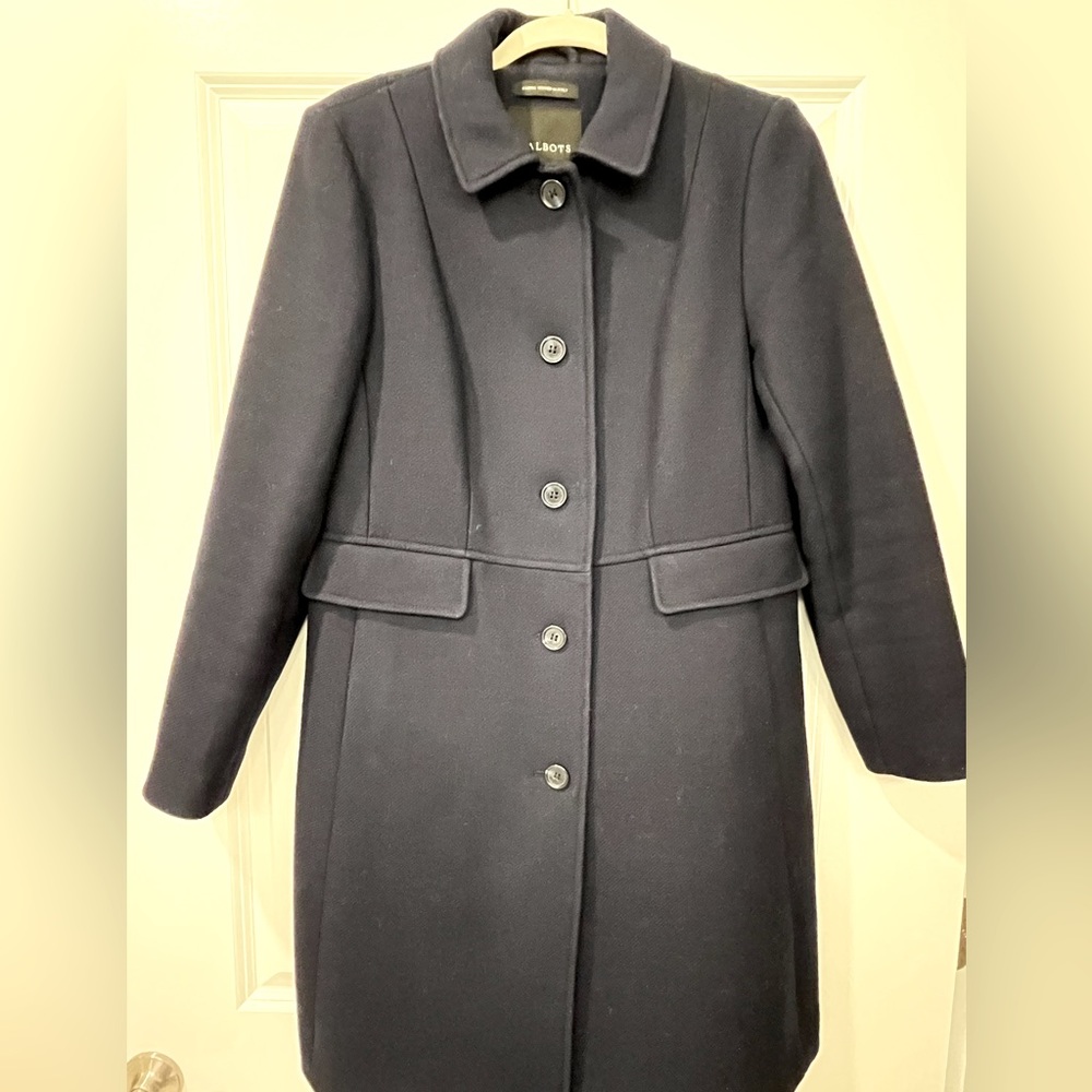 Talbots Women Italian Wool Coat - Navy - size 6